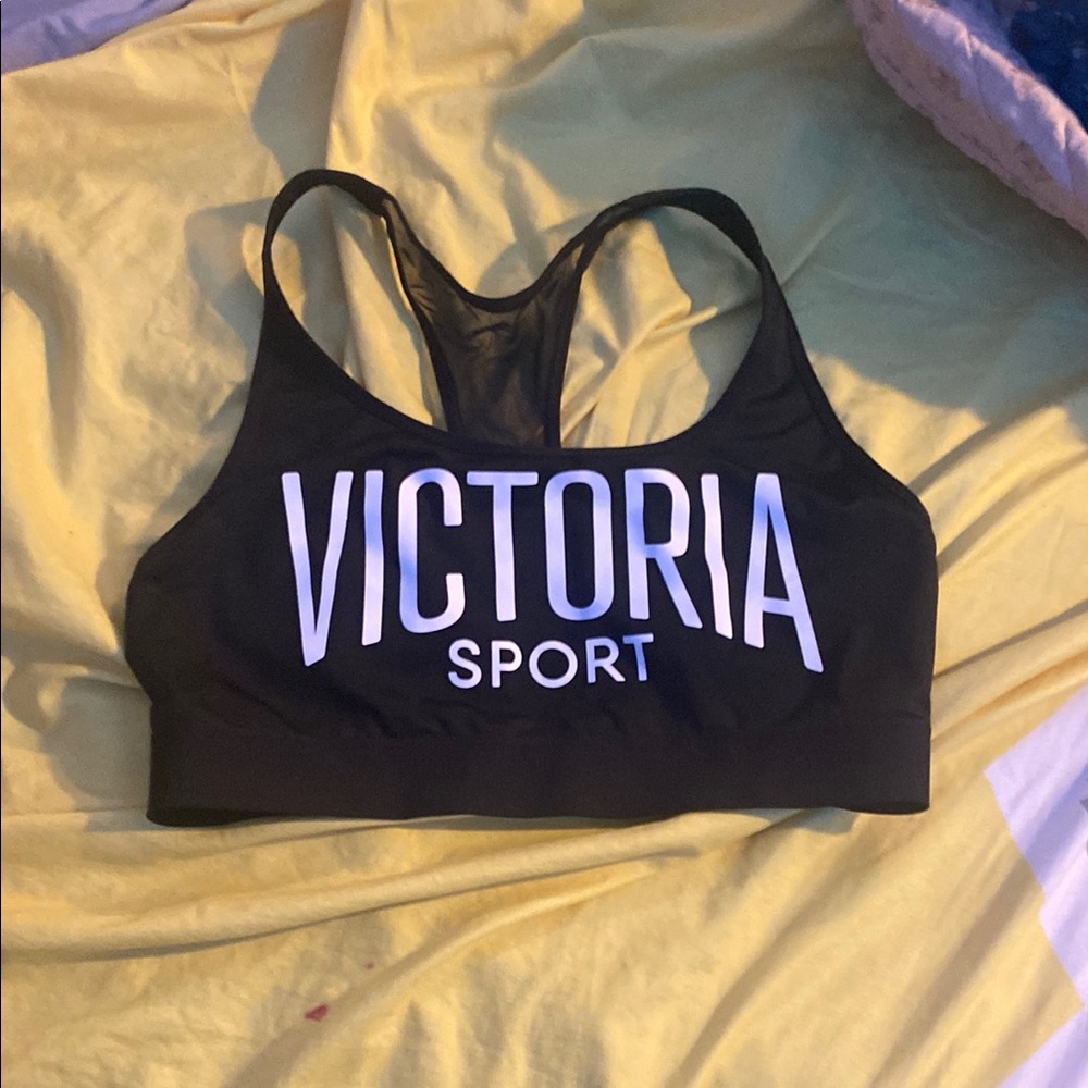 PINK Victoria's Secret Black Sports Bra with Racerback Design and Medium Support